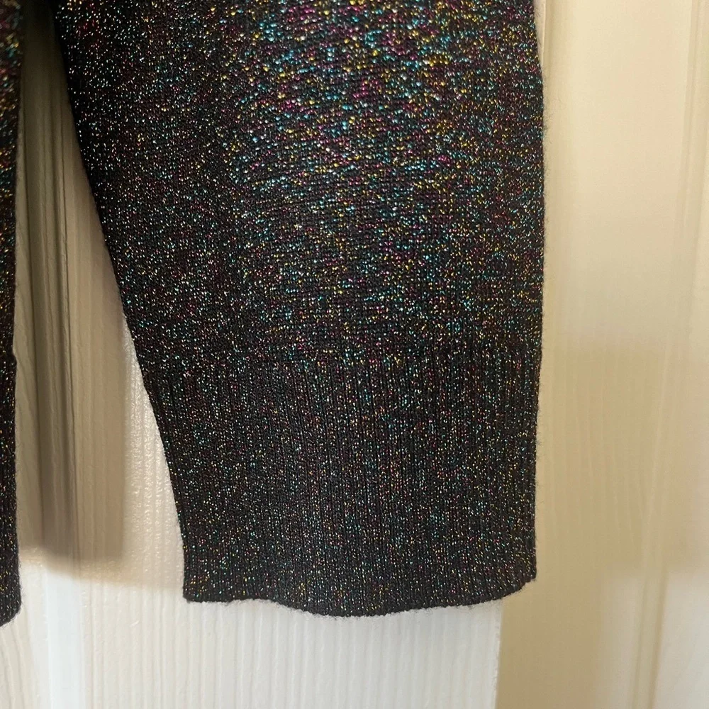 Draper James black sweater with rainbow sparkle and bow on back size XS - Picture 5 of 11